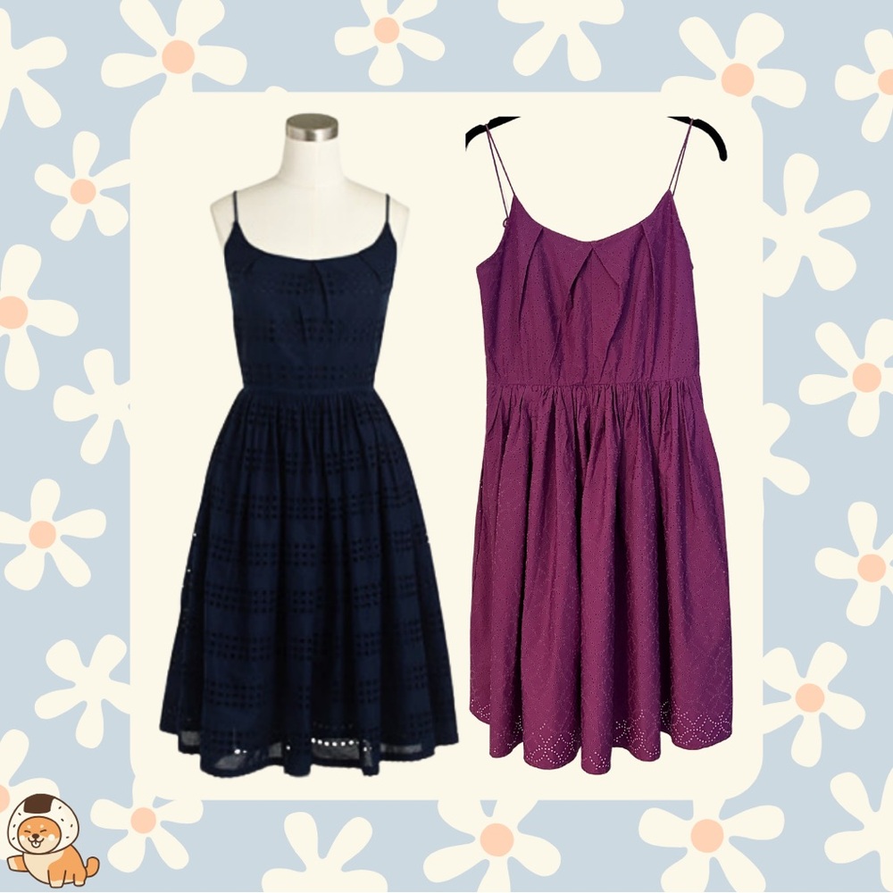 J. Crew Factory Eyelet Spaghetti Strap Midi Sundress, Orchid/Fuchsia, Sz 2